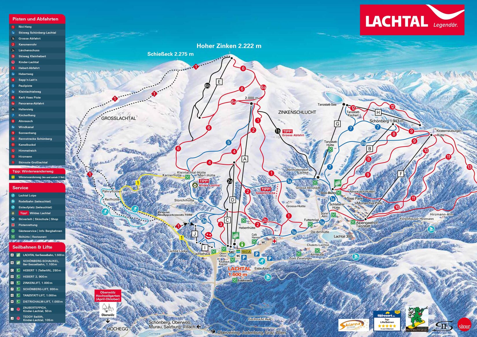 Skigebietsplan Lachtal - Entdecken Sie die abwechslungsreichen Skipisten rund um den Sissi Park und die perfekte Winterentspannung in den Alpen